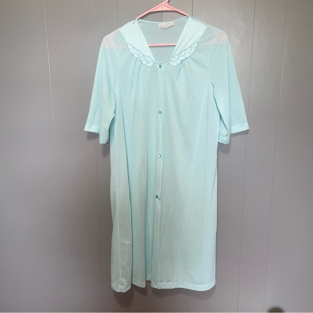 Vintage Vassarette Lightweight Blue Dressing Gown Robe Housecoat Medium
